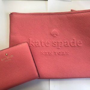 Kate Spade pink Pouch and trifold wallet
